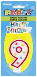 Candle Number - 9th w/Happy Birthday Sign