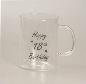 18th Birthday Mug - Clear Glass Mug 18th
