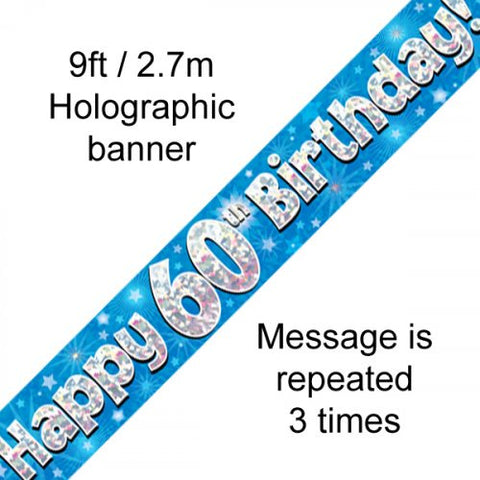 Banner - Happy Birthday 60th Blue