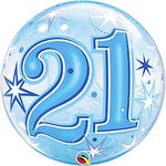 Bubble Balloon 22" - 21st Birthday Blue
