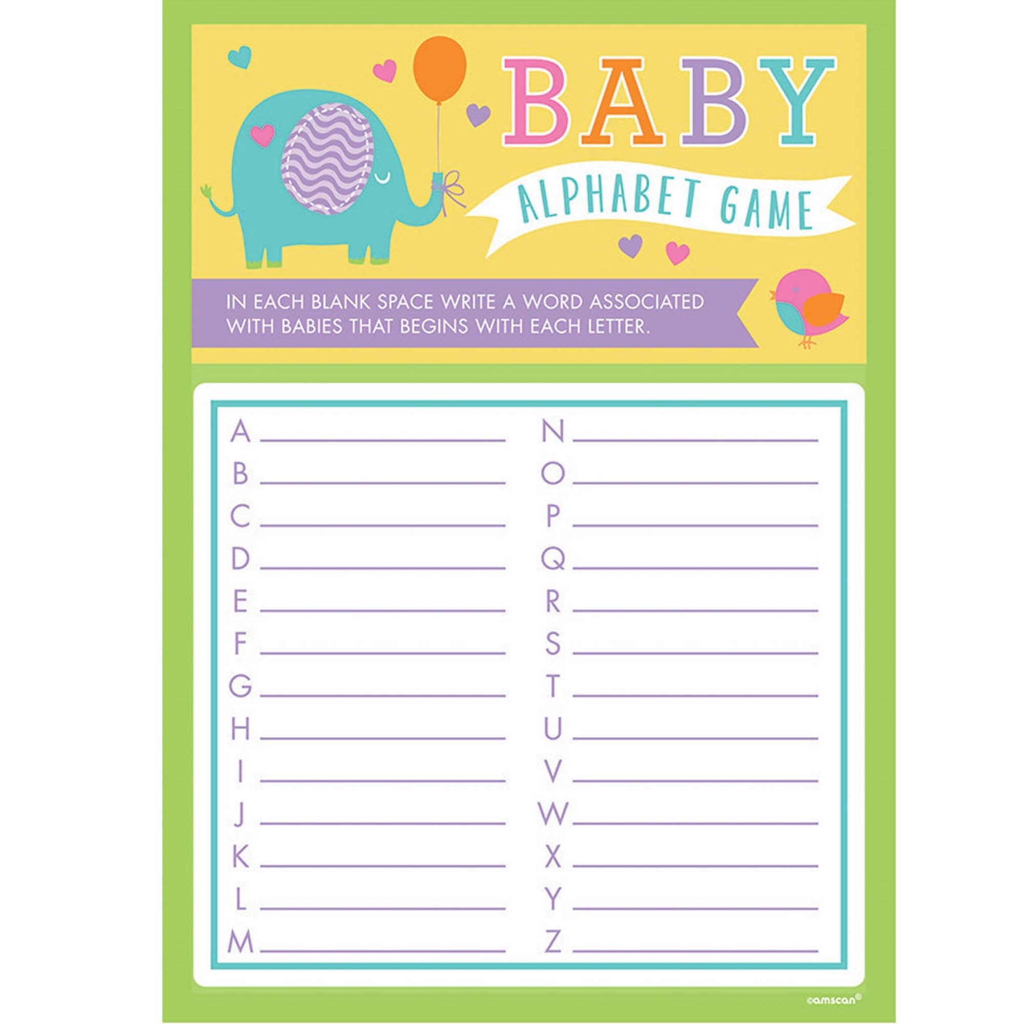 Baby Shower Alphabet Game
