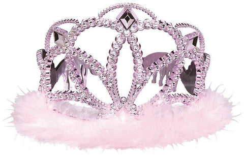 Tiara - Iridescent Tiara with Marabou Pink Feathers