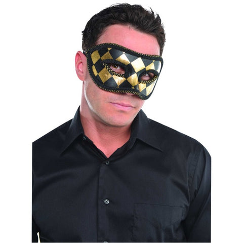 Eye Mask - Harlequin Black & Gold Mask