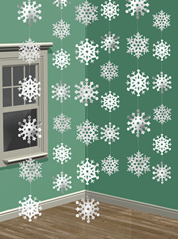 Snowflakes Hanging Foil String Decorations