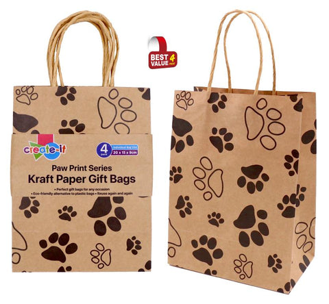 Craft Gift Bags - Paw Print Series 4Pk