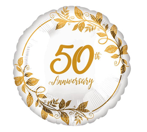 Foil Balloon 17" - Happy 50th Anniversary Gold