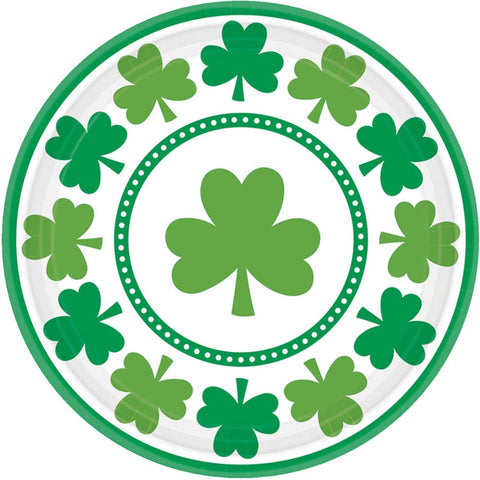 Paper Plates - Lucky Shamrocks 17cm Round Paper Plates Pack of 8