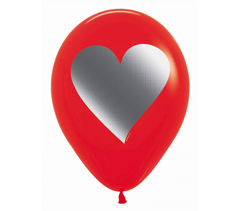 Latex Balloon 12" - Sempertex 30cm METALink Hearts Fashion Red