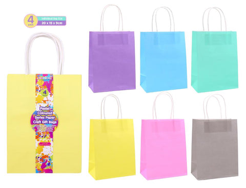 Gift Bags - Craft Pastel Coloured Series 4PK