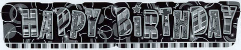 Foil Banner - Jumbo Foil Black Happy Birthday Banner