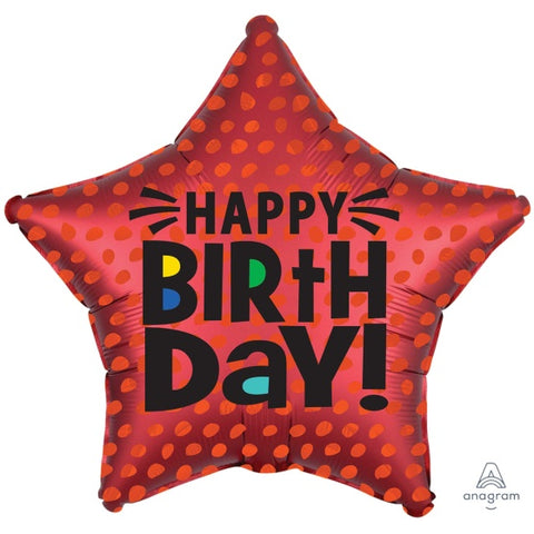 Foil Balloon 18" -  Satin Infused Happy Birthday (Star-shaped)