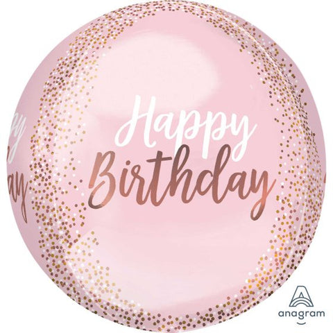 Foil Balloon Orbz - Orbz XL Blush Happy Birthday G20