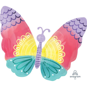 Foil Balloon Juniorshape - XL Pastel Tie Dye Butterfly