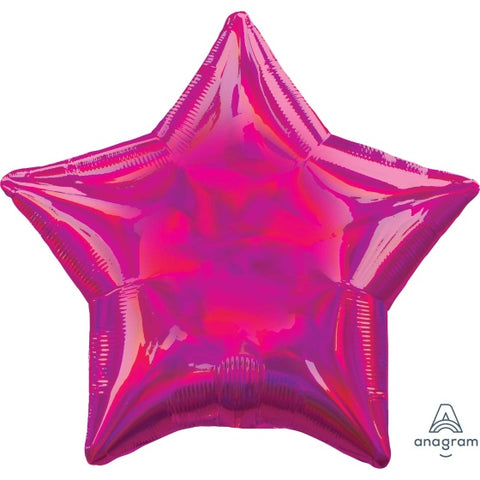 Foil Balloon 19'' - Standard Holographic Iridescent Magenta Star