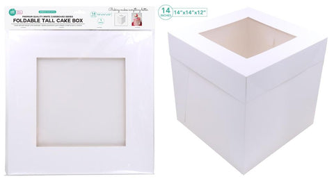 Cake Box - Tall White Cardboard Box & Window 14"