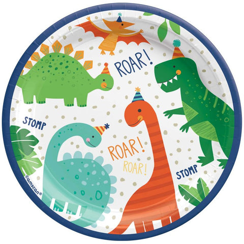 Paper Plates - Dino-Mite Party Dinosaur  Round Paper Plates Pk8
