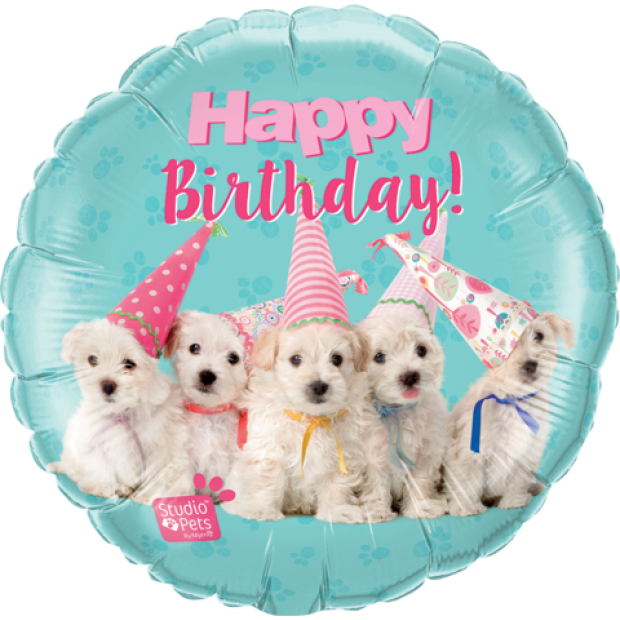 Foil Balloon 18" - Birthday Puppies