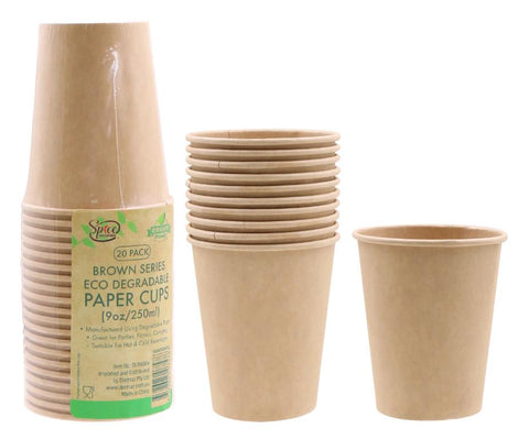 Paper Cups - ECO Brown Paper Cups 20Pk