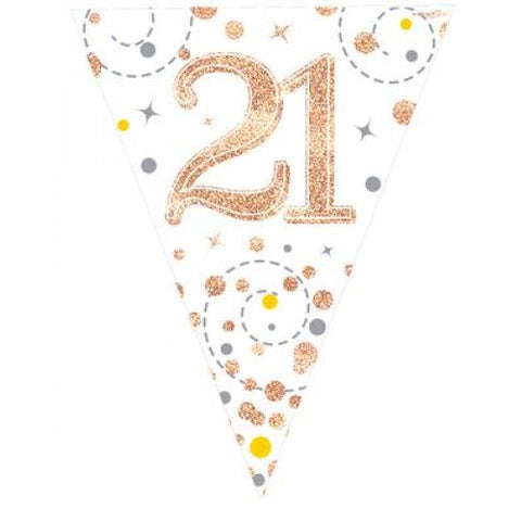 Flag Bunting - 21st Sparkling Fizz Birthday Rose Gold