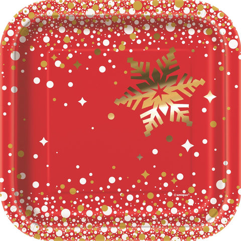 Chiristmas Plate - Gold Sparkle Christmas Foil Stamped Paper Plates