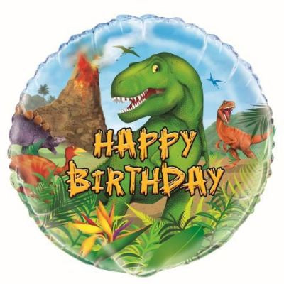 Foil Balloon 18" - Foil 45cm Happy Birthday Dinosaur