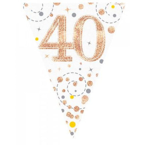 Flag Bunting - 40th Sparkling Fizz Birthday Rose Gold