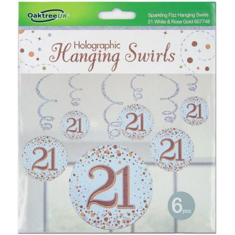 Hanging Swirl - Sparkling Fizz 21st Rose Gold 6Pcs