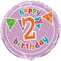 Foil Balloon 18"- Polka Dot Happy 2nd Birthday