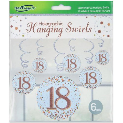 Hanging Swirl - Sparkling Fizz 18th Rose Gold Pack 6