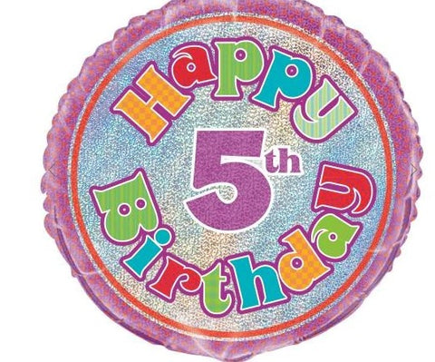 Foil Balloon 18" - Happy 5th Birthday Glitter