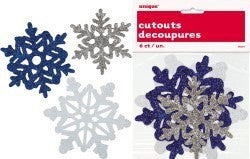 Cut Outs - Snowflakes Glitter Asstd Pk 6