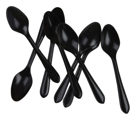 Plastic Spoons - FS Dessert Spoon Black 20pk