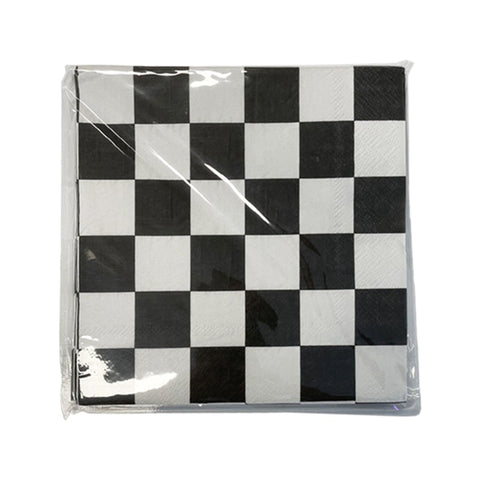 Lunch Napkins - Checkered Racing Black & White PK16
