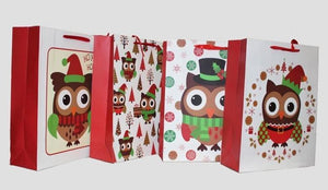 Gift Bag - Christmas Owl Large Asstd