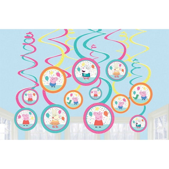 Swirls - Peppa Pig Confetti Party Spiral Swirls Hanging Decorations