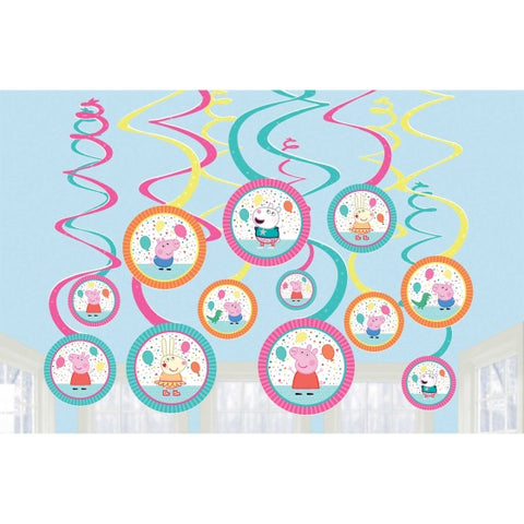 Swirls - Peppa Pig Confetti Party Spiral Swirls Hanging Decorations