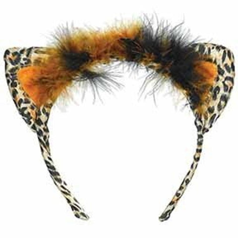 Headband - Leopard Cat Ears Feather