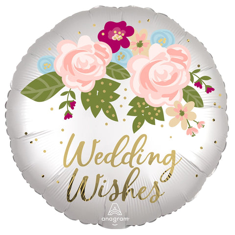 Foil Balloon 18" -  Satin Infused Wedding Wishes Floral