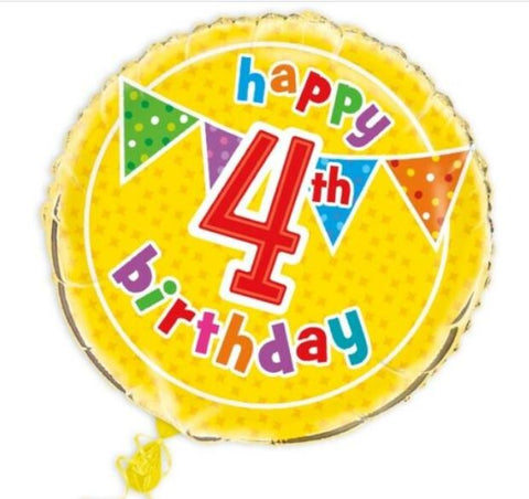 Foil Balloon 18" - Happy 4th Birthday Polka Dot