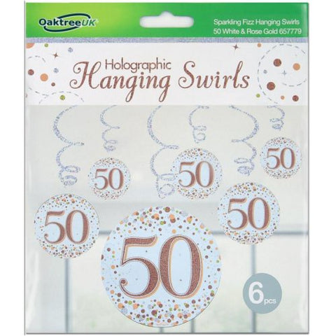 Hanging Swirl - Sparkling Fizz 50th Rose Gold Pack 6