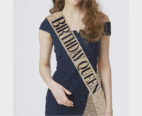 Sash - Birthday Queen Gold with Black Writing