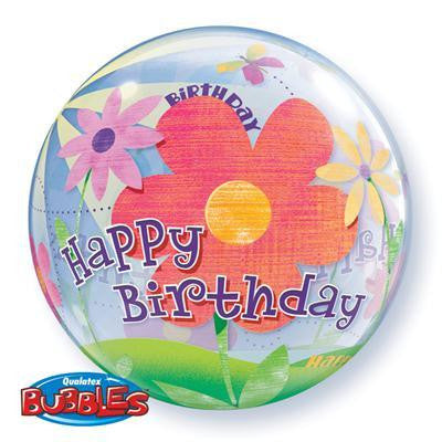 Bubble Balloon 22" - Birthday Funky Flowers