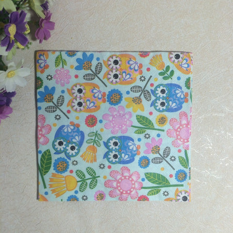 Printed Lunch Napkins - Cute Owl Pk 20