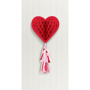 Hanging Decoration - Heart Honeycomb Red