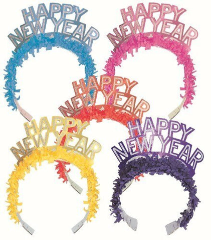Happy New Year's Glitter Tiara with Fringe