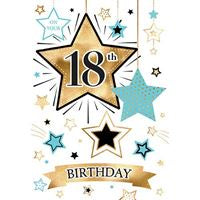Birthday Card - Birthday Age 18th Stars