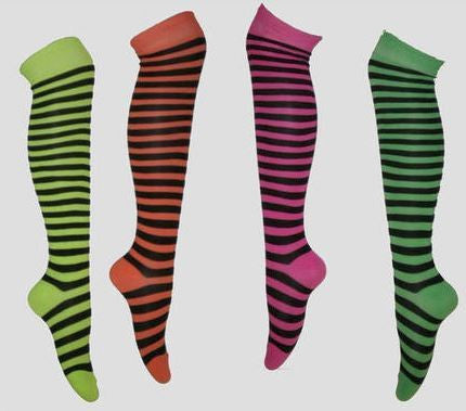 Socks - Neon Black Striped 68cm Asstd