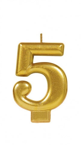 Candle - Numeral Metallic Gold #5
