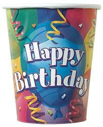Printed Paper Cups - Happy Birthday Pk 8