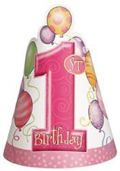 Party Hats - 1st Ballons Pink Pk 8